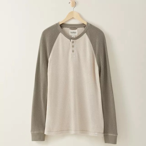 UpWest Other - UpWest Cozy Up Waffle Henley T-Shirt Cream Olive NWT UW6